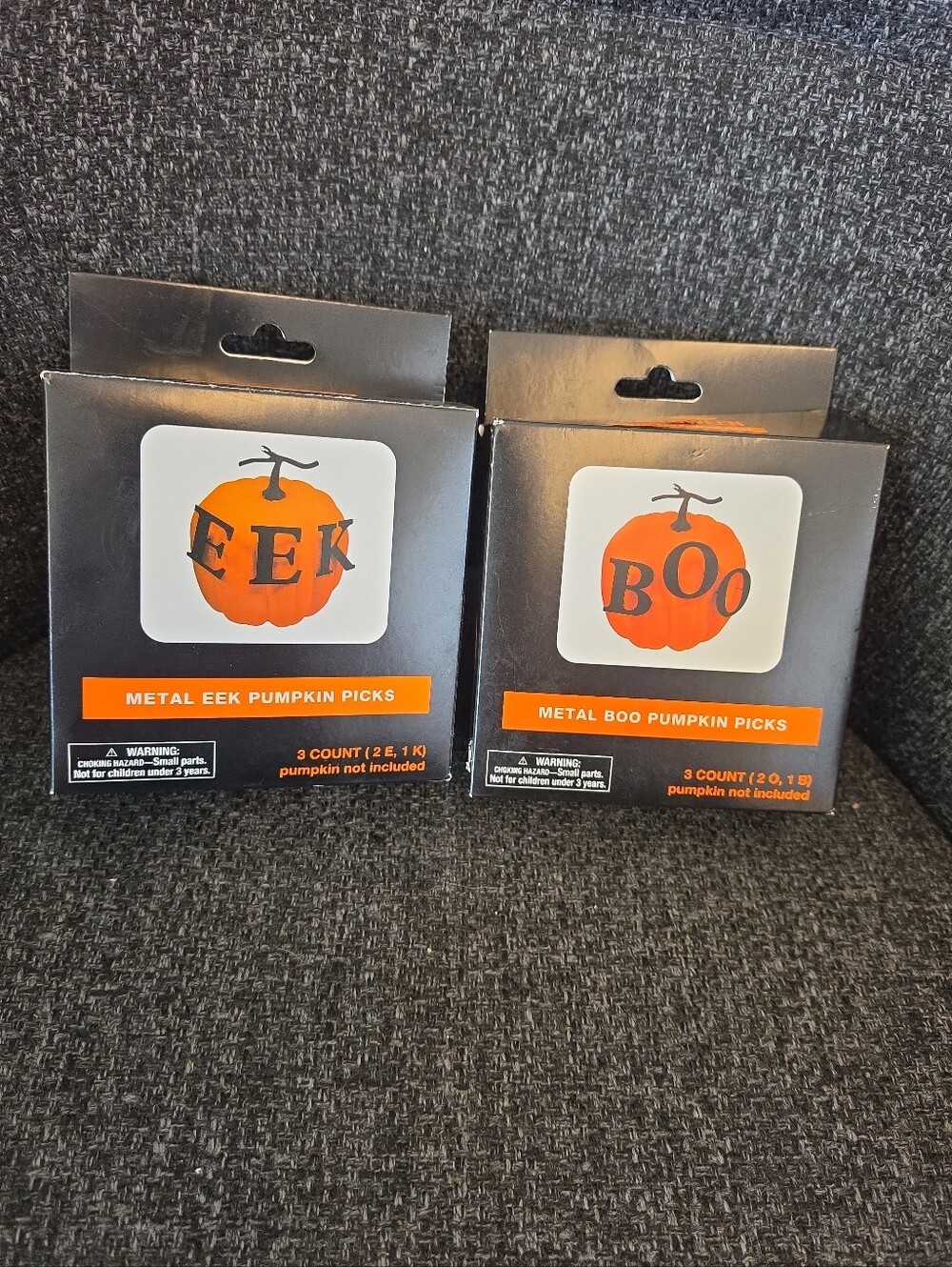 NIB Happy Halloween Metal Pumpkin Decorating Picks "EEK" & "BOO" Decorations